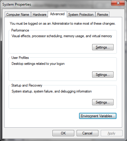 System Properties Dialog in Windows 7